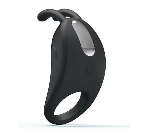 Чёрное эрекционное кольцо с вибрацией Rabbit Vibrator