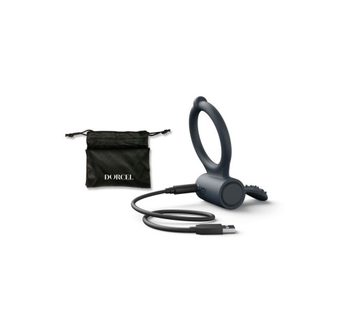 Серое перезаряжаемое эрекционное кольцо с вибрацией Power Clit