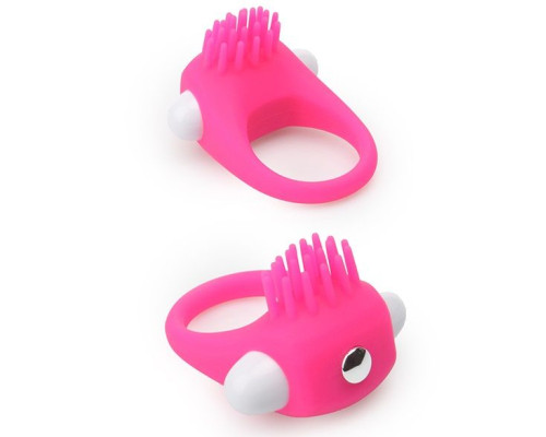 Заказать Розовое эрекционное кольцо с щеточкой LIT-UP SILICONE STIMU RING 5
