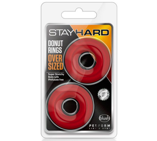 Набор из 2 красных эрекционных колец DONUT RINGS OVERSIZED