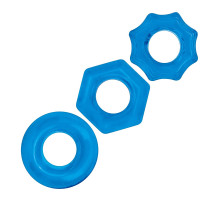 Комплект из трех голубых колец для эрекции 3-Pack Nuts   Bolts Stretch Cock Ring Set