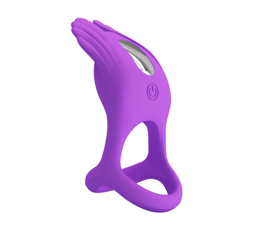 Фиолетовое перезаряжаемое виброкольцо на пенис Silas