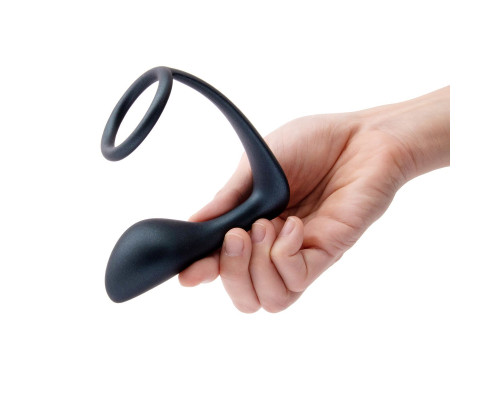 Заказать Черное эрекционное кольцо со стимулятором простаты Ringer Cock Ring   Plug