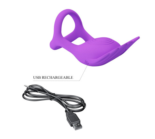 Фиолетовое перезаряжаемое виброкольцо на пенис Silas