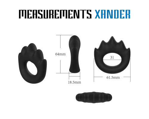 Заказать Черное эрекционное кольцо с массажными гребнями Rooster Xander