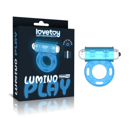 Голубое, светящееся в темноте эрекционное виброкольцо Lumino Play Vibrating Penis Ring Голубое, светящееся в темноте эрекционное виброкольцо Lumino Play Vibrating Penis Ring