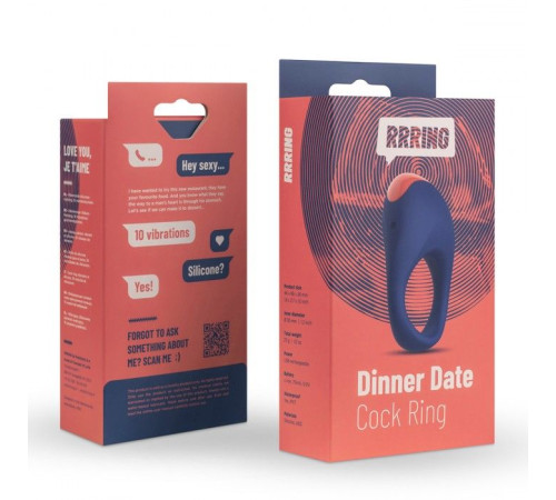 Синее эрекционное кольцо RRRING Dinner Date Cock Ring Синее эрекционное кольцо RRRING Dinner Date Cock Ring