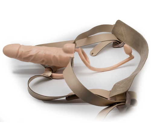 Телесный фаллопротез MEN STYLE с анальным стимулятором - 17,5 см.