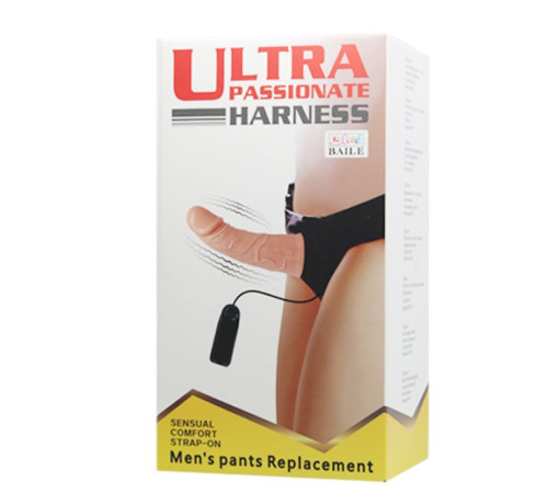 Реалистичный полый фаллоимитатор на трусиках Ultra Passionate Harness - 15 см.