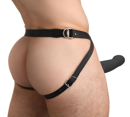 Черный полый страпон с вибрацией 2’’ Erection 28X Smooth Vibrating Silicone Penis Sheath