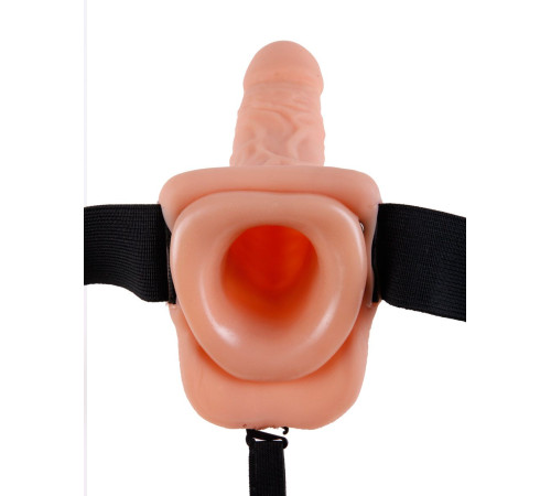 Полый страпон с креплением Vibrating Hollow Strap-On with Balls - 18,9 см.