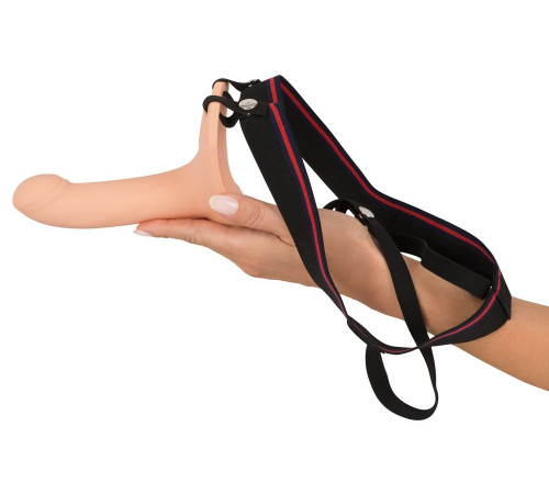 Силиконовый полый страпон на ремнях Silicone Strap-on - 16 см.