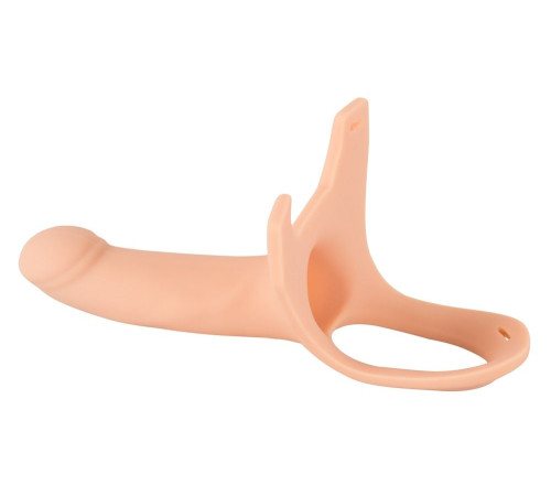 Силиконовый полый страпон на ремнях Silicone Strap-on - 16 см.
