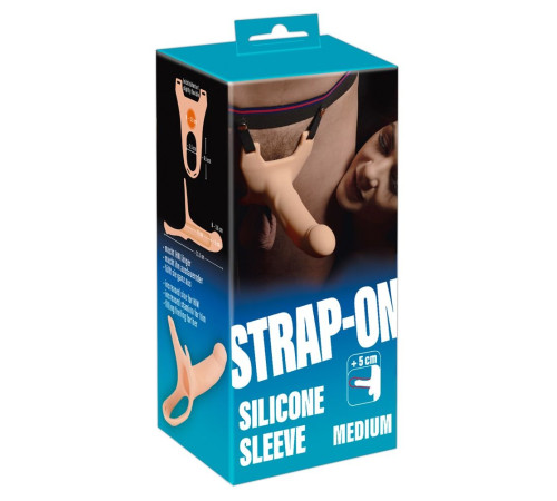 Силиконовый полый страпон на ремнях Silicone Strap-on - 16 см.