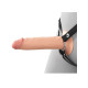Заказать Телесный полый страпон на черных ремнях Hollow Silicone Strap-on - 17,8 см.