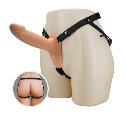 Телесный полый мужской страпон London - 16,8 см.