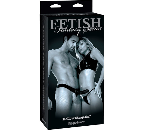 Черный полый страпон унисекс Hollow Strap-On - 14,5 см.