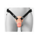 Заказать Телесный полый страпон на черных ремнях Hollow Silicone Strap-on - 17,8 см.
