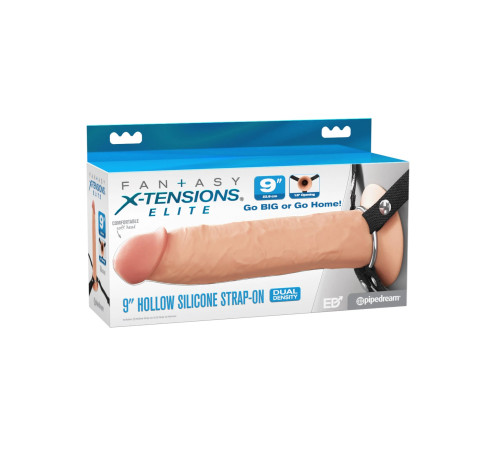 Телесный пустотелый фаллопротез 9’’ Hollow Silicone Strap-On - 24,1 см.