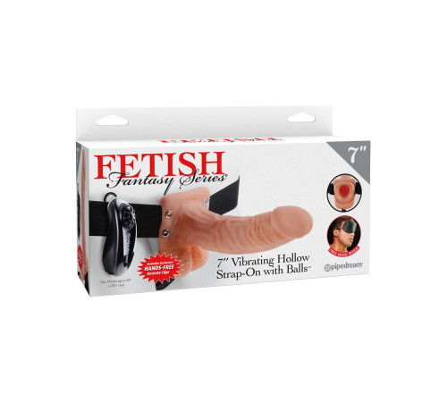 Полый страпон с креплением Vibrating Hollow Strap-On with Balls - 18,9 см.