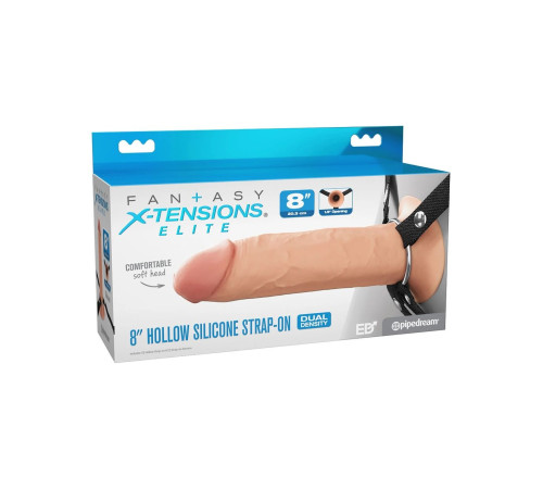 Полый страпон на ремнях 8’’ Hollow Silicone Strap-on