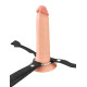 Заказать Телесный полый страпон на черных ремнях Hollow Silicone Strap-on - 17,8 см.
