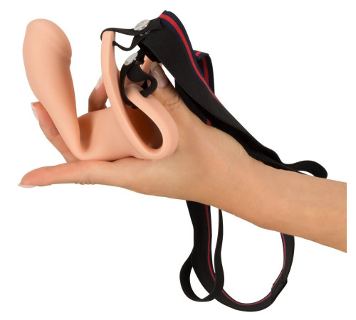 Силиконовый полый страпон на ремнях Silicone Strap-on - 16 см.