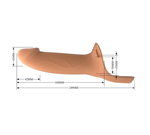 Телесный полый мужской страпон London - 16,8 см.