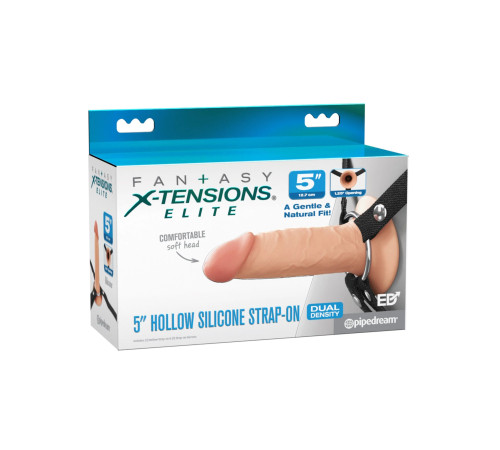 Телесный пустотелый фаллопротез 5’’ Hollow Silicone Strap-On - 14 см.
