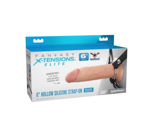 Полый страпон на ремнях 6’’ Hollow Silicone Strap-on