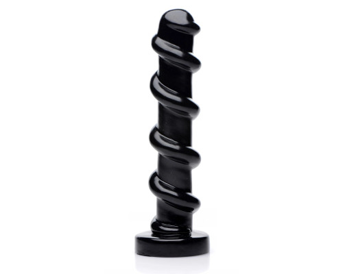 Заказать Черный стимулятор с винтовой конструкцией Mighty Screw - 24,1 см.