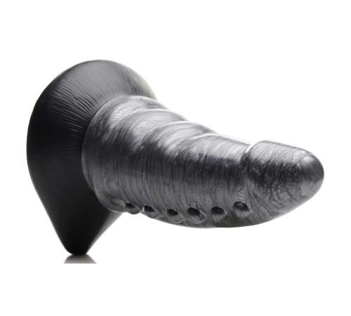 Серый фантазийный фаллоимитатор Beastly Tapered Bumpy Silicone Dildo - 21 см.