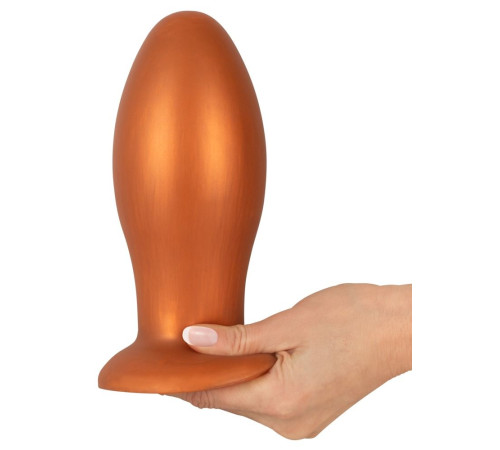 Оранжевая анальная пробка с присоской - 21 см.