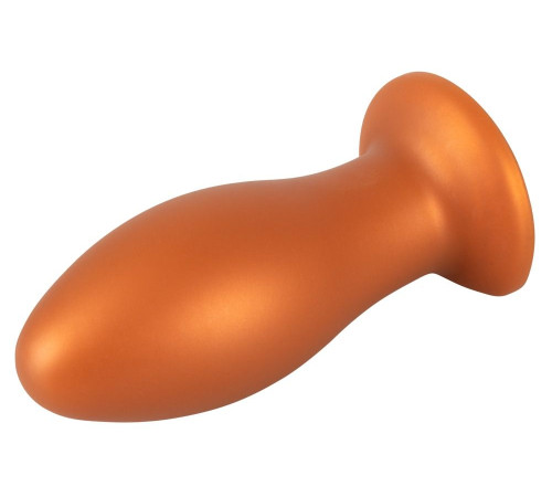 Оранжевая анальная пробка с присоской - 21 см.