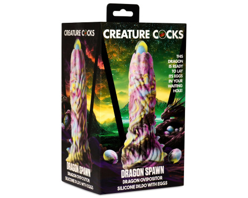 Заказать Фантазийный фаллоимитатор Dragon Spawn Dragon Ovipositor Silicone Dildo with Eggs - 18,5 см.