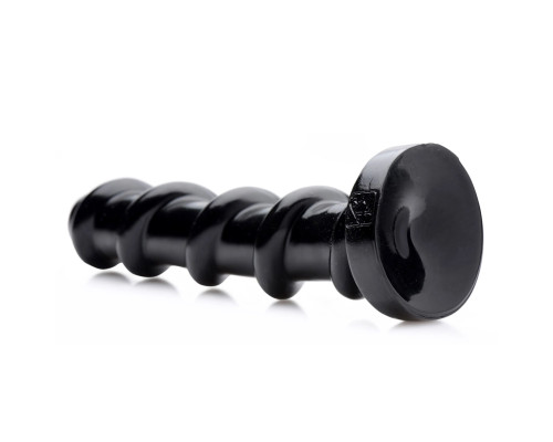 Заказать Черный стимулятор с винтовой конструкцией Mighty Screw - 24,1 см.