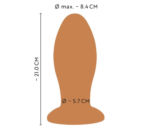 Оранжевая анальная пробка с присоской - 21 см.