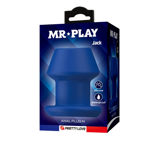 Синяя анальная пробка с открытым каналом - 8,7 см.