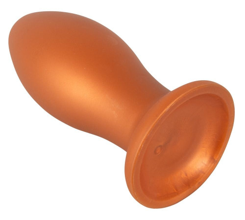 Оранжевая анальная пробка с присоской - 21 см.