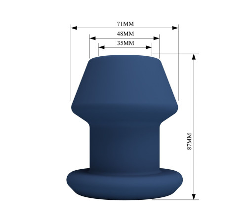 Синяя анальная пробка с открытым каналом - 8,7 см.