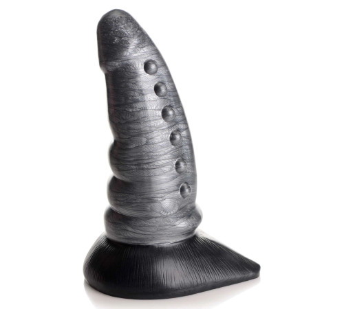 Серый фантазийный фаллоимитатор Beastly Tapered Bumpy Silicone Dildo - 21 см.