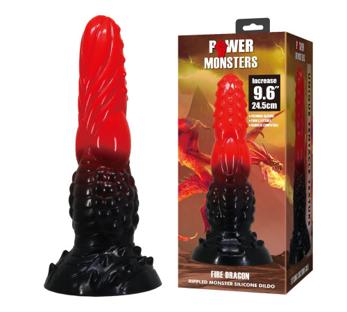 Силиконовый фантазийный фаллоимитатор Fire Dragon - 24,5 см.