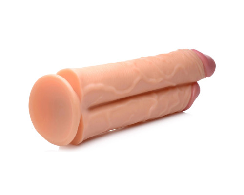 Заказать Телесный сдвоенный фаллоимитатор Double Stuffer 10  Double Pecker Dildo - 27 см.