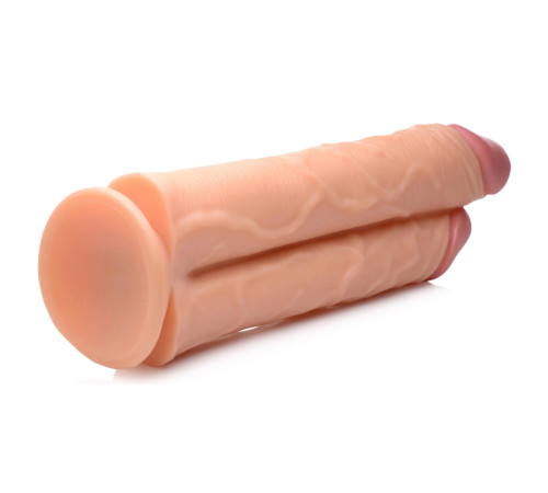 Телесный сдвоенный фаллоимитатор Double Stuffer 10  Double Pecker Dildo - 27 см.