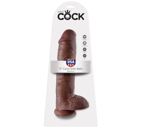 Коричневый фаллоимитатор-гигант на присоске 11 Cock with Balls - 28 см. Коричневый фаллоимитатор-гигант на присоске 11 Cock with Balls - 28 см.