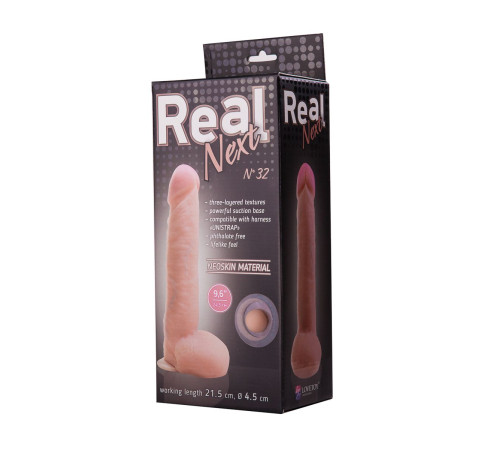 Большой фаллоимитатор из неоскин на присоске REAL Next №32 - 24,5 см.