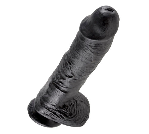 Реалистичный чёрный фаллоимитатор-гигант 10  Cock with Balls - 25,4 см.