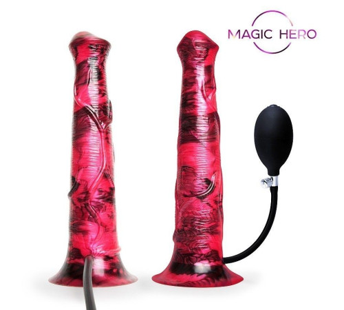 Малиновый фантазийный фаллоимитатор с имитацией эякуляции - 29 см.