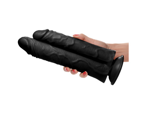 Заказать Черный сдвоенный фаллоимитатор Double Stuffer 10’’ Double Pecker Dildo - 27 см.