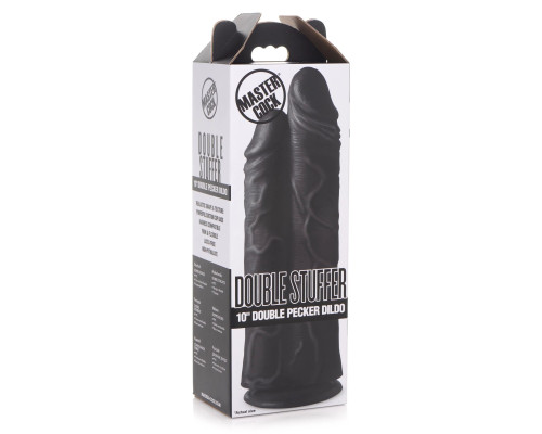 Заказать Черный сдвоенный фаллоимитатор Double Stuffer 10’’ Double Pecker Dildo - 27 см.